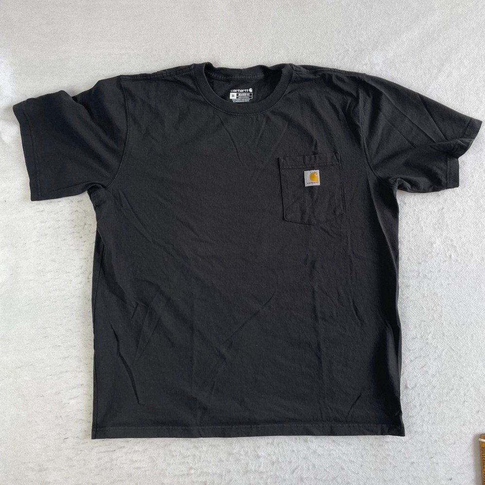 Carhartt Pocket T-Shirt Mens XL Black Relaxed Fit Short Sleeve Crew Neck Cotton